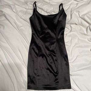 Black Satin Mini Dress